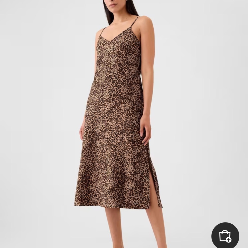 Satin Leopard Midi Dress - GAP